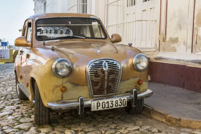 Framed Print : Classic American vintage car in Trinidad, Trinidad and Sancti Spiritus Province, Cuba
