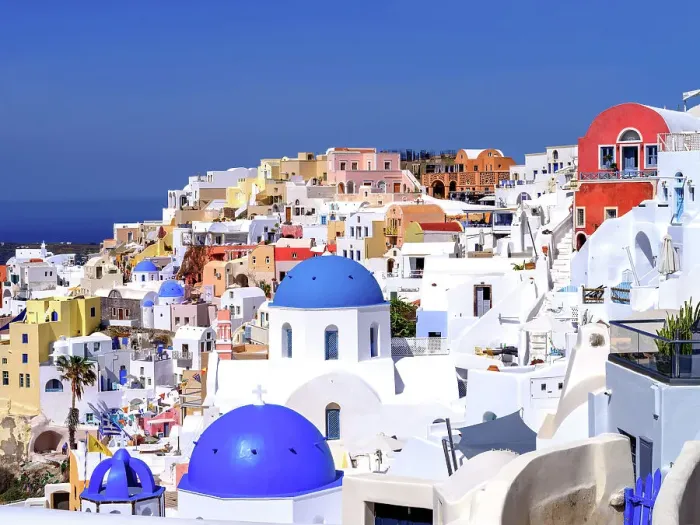 Framed Print : Classic Blue Domes, Church and White Architecture Santorini, Oia, Greek Islands, Greece Framed Print : Classic Blue Domes, Church and White Architecture Santorini, Oia, Greek Islands, Greece