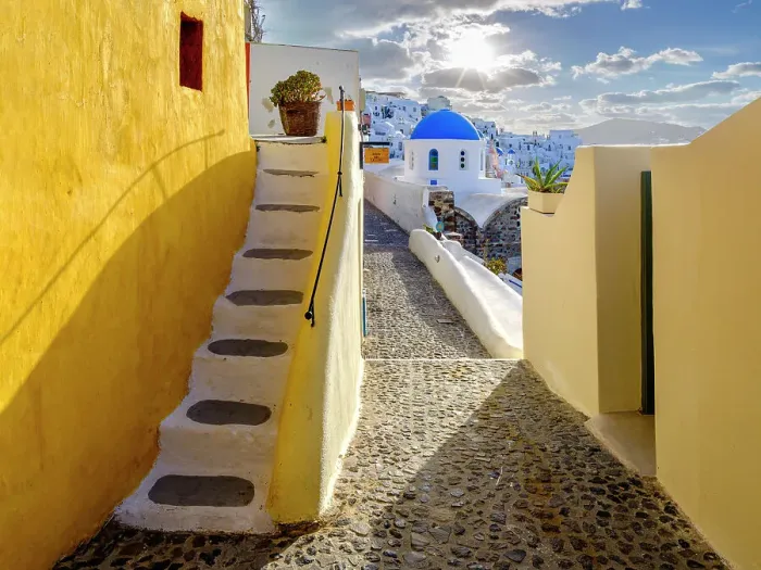 Framed Print : Classic Blue Domes, Church and White Architecture Santorini, Oia, Greek Islands, Greece Framed Print : Classic Blue Domes, Church and White Architecture Santorini, Oia, Greek Islands, Greece