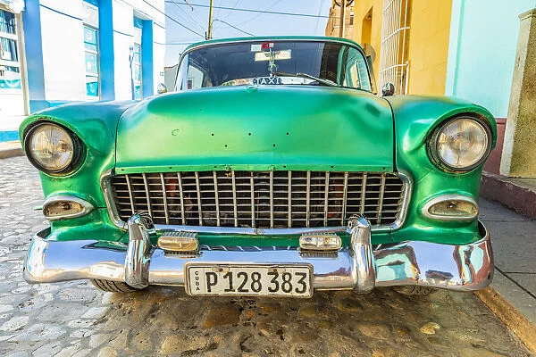 A classic car parked in a street in Trinidad, Sancti Spiritus, Cuba