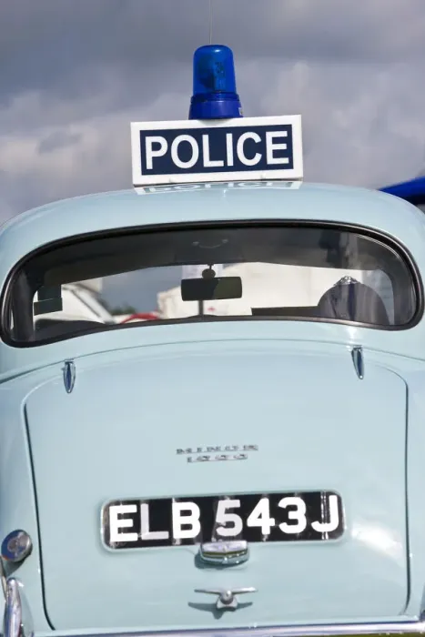 Framed Print : Classic Morris Minor Police Car, N. Devon Show, N. Devon, UK