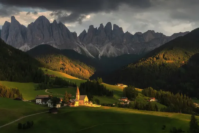 Framed Print : The classic view of the Santa Magdalena church during a summer sunset, with the Odle rising tall in the background. Dolomites, Italy Framed Print : The classic view of the Santa Magdalena church during a summer sunset, with the Odle rising tall in the background. Dolomites, Italy