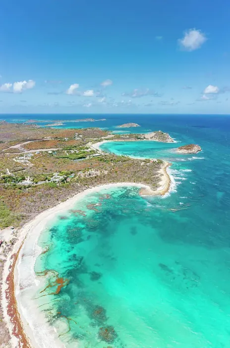 Framed Print : Clear summer sky over the white sand beach overlooking the crystal water of Caribbean Sea, aerial view, Antigua, West Indies Framed Print : Clear summer sky over the white sand beach overlooking the crystal water of Caribbean Sea, aerial view, Antigua, West Indies