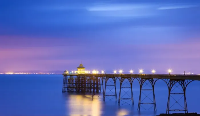 Framed Print : Clevedon Pier illuminations at night, Somerset, England. Spring (May) 2009 Framed Print : Clevedon Pier illuminations at night, Somerset, England. Spring (May) 2009