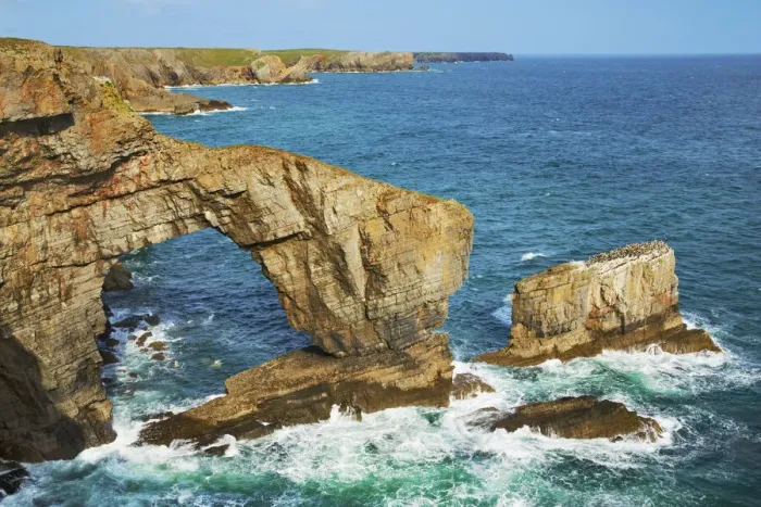Framed Print : Cliff landscape at Green Bridge of Wales - United Kingdom, Wales, Pembrokeshire, Pembroke Framed Print : Cliff landscape at Green Bridge of Wales - United Kingdom, Wales, Pembrokeshire, Pembroke