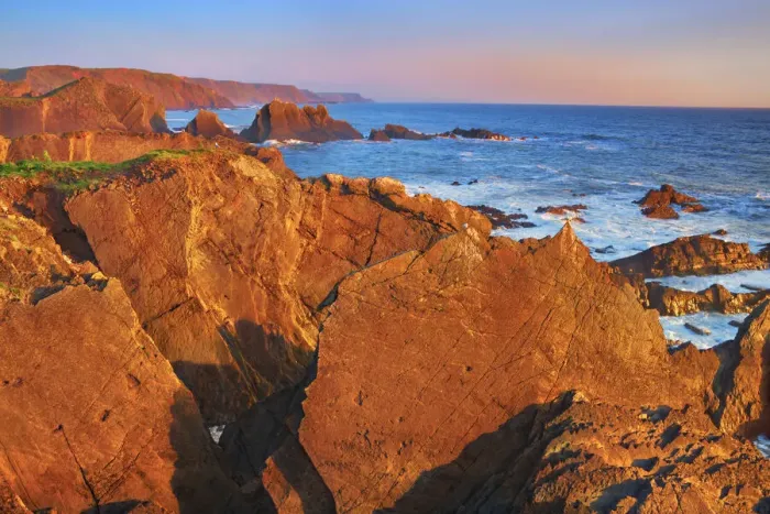 Framed Print : Cliff landscape at Hartland Quay - United Kingdom, England, Devon, Bude, Hartland Quay