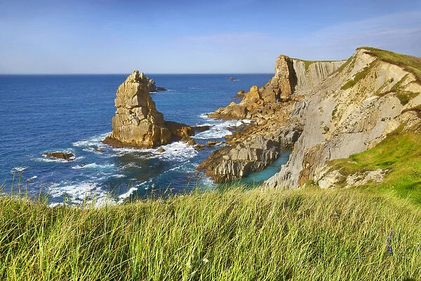 Cliff landscape with rock needle - Spain, Cantabria, Santander