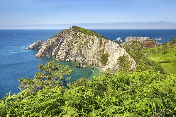 Cliff landscape - Spain, Asturias, Eo-Navia, Luarca, Playa del Silencio - Bay of Biscay