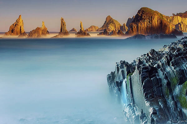 Cliff landscape - Spain, Asturias, Eo-Navia, Luarca, Playa de La Gueirua - Bay of Biscay, Costa Verde