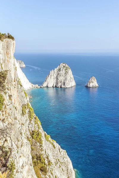 Cliffs and blue sea in the island of Zakynthos, Greece