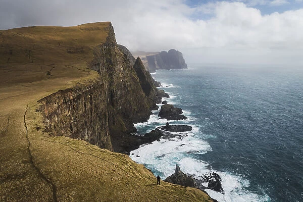 The cliffs on the west coast of Suðuroy seen from Eggjarnar. Suðuroy, Faroe Islands