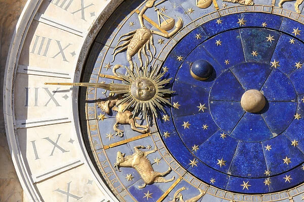 Detail of the Clock Face on the Torre Dell Orologico in the Piazza San Marco, Venice