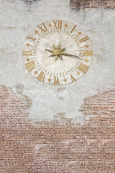 The clock of the Rocca Sanvitale (Sanvitale Castle), a medieval fortress in the centre of