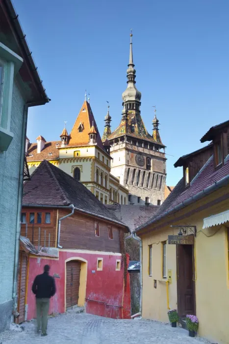 Framed Print : Clock Tower & Medieval Old Town, Sighisoara, Transylvania, Romania Framed Print : Clock Tower & Medieval Old Town, Sighisoara, Transylvania, Romania