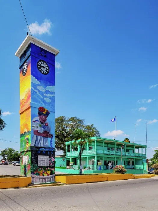 Framed Print : Clock Tower and Town Hall, Orange Walk Town, Orange Walk District, Belize