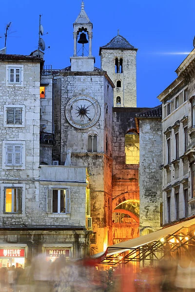 Clock tower and West Gate, Narodni Trg, Split, Dalmatia, Croatia