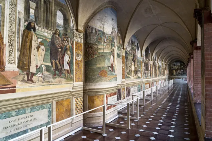 Framed Print : The cloister of Ancient Church Abbazia di Monte Oliveto Maggiore Framed Print : The cloister of Ancient Church Abbazia di Monte Oliveto Maggiore