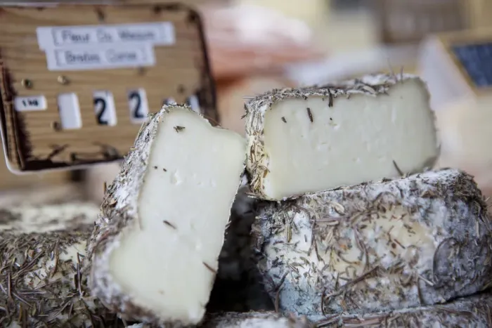 Framed Print : Close up of cheese in a deli case in Aurillac, France Framed Print : Close up of cheese in a deli case in Aurillac, France