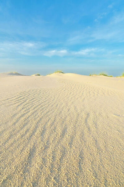 Close-up of sand patterns on beach, Wittdun, UNESCO, Amrum island, Nordfriesland, Schleswig-Holstein, Germany
