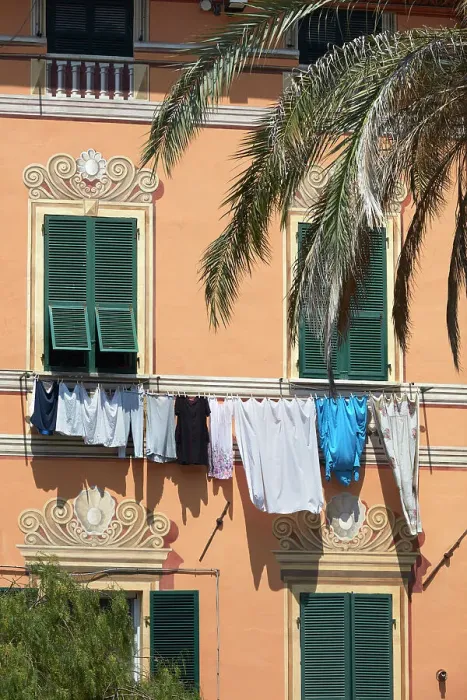 Framed Print : Detail of a clothes line on a building of the Piazza Garibaldi main square in the historical cask of Lerici, La Spezia, Liguria, Italy Framed Print : Detail of a clothes line on a building of the Piazza Garibaldi main square in the historical cask of Lerici, La Spezia, Liguria, Italy