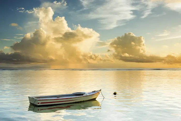 Framed Print : Cloud Formation & Boat, La Digue, Seychelles Framed Print : Cloud Formation & Boat, La Digue, Seychelles