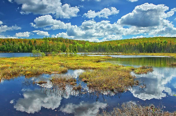 Clouds reflected in Arrowhead Lake Arrowhead Provincial Park, Ontario, Canada