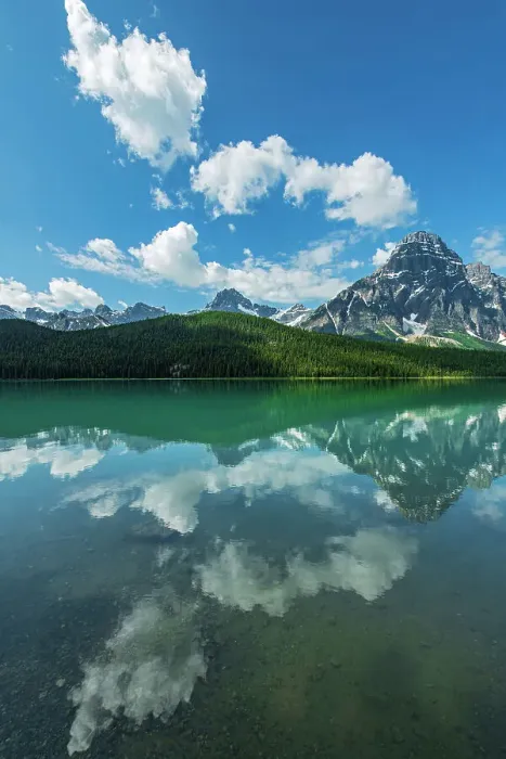 Framed Print : Clouds reflected in Upper Waterfowl Lake with Mt. Chephren right of centre and Howse Peak (left of centre), Banff National Park, Alberta, Canada Framed Print : Clouds reflected in Upper Waterfowl Lake with Mt. Chephren right of centre and Howse Peak (left of centre), Banff National Park, Alberta, Canada