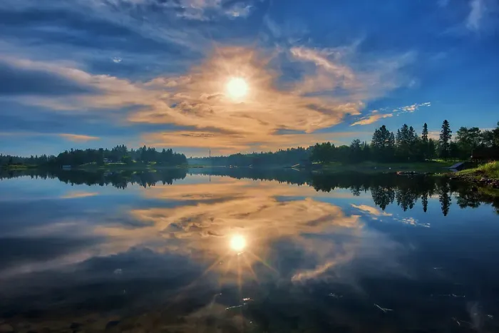 Framed Print : Clouds at sunrise reflected in Winnipeg River Kenora, Ontario, Canada Framed Print : Clouds at sunrise reflected in Winnipeg River Kenora, Ontario, Canada