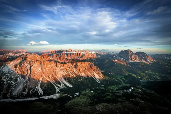Framed Print : Clouds at sunset over Gardena Valley, Cirspitzen, Sella group, Sassolungo and Sassopiatto, Dolomites, South Tyrol, Italy Framed Print : Clouds at sunset over Gardena Valley, Cirspitzen, Sella group, Sassolungo and Sassopiatto, Dolomites, South Tyrol, Italy