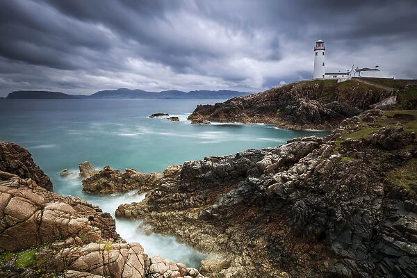 Cloudy day at Fanad Head lighthouse, Letterkenny, Donegal, Ireland, Northern Europe