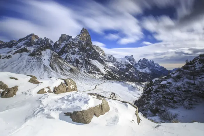 Framed Print : Cloudy winter sky on the snowy peaks of the Pale di San Martino Framed Print : Cloudy winter sky on the snowy peaks of the Pale di San Martino