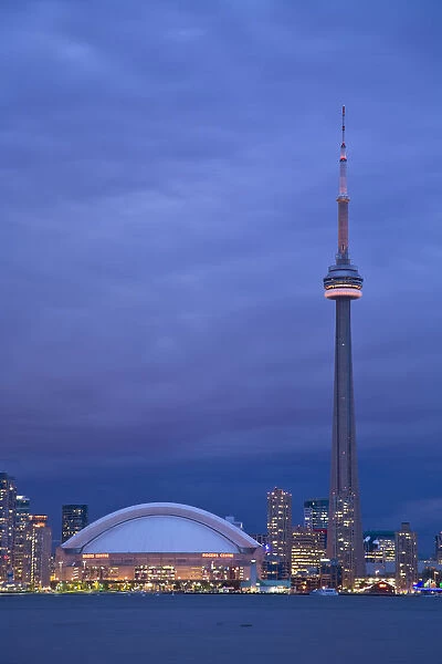 CN Tower and Toronto Skyline at dusk, Toronto, Ontario, Canada