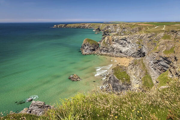 Coast Bedruthan Steps at Padstow, Cornwall, England