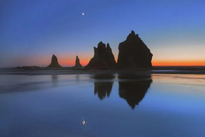 Framed Print : Coast landscape with bizarre rocks and moon - USA, Oregon, Curry, Samuel H Framed Print : Coast landscape with bizarre rocks and moon - USA, Oregon, Curry, Samuel H