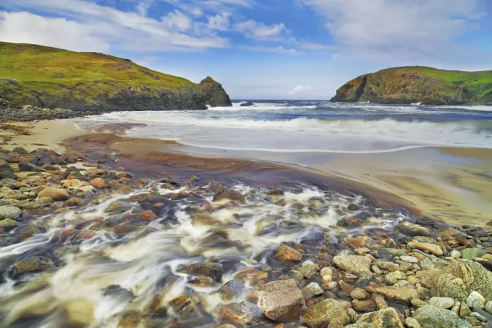 Framed Print : Coast landscape with tannin containing brook at Dail Beag - United Kingdom, Scotland Framed Print : Coast landscape with tannin containing brook at Dail Beag - United Kingdom, Scotland