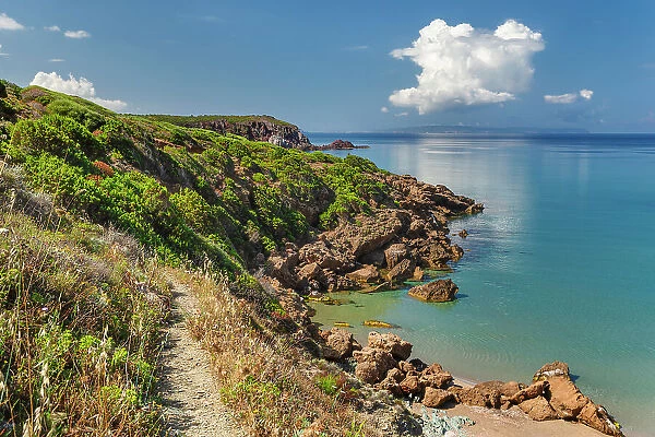 Coastal path near Pan di Zucchero, Nebida, Iglesiente, Sud Sardegna district, Sardinia, Italy