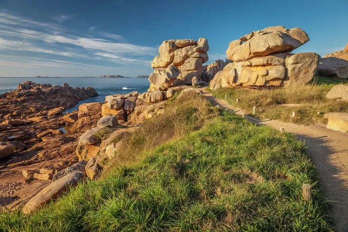 Framed Print : Coastal path near Ploumanac'h, Cote de Granit Rose, Cotes-d'Armor, Brittany, France Framed Print : Coastal path near Ploumanac'h, Cote de Granit Rose, Cotes-d'Armor, Brittany, France