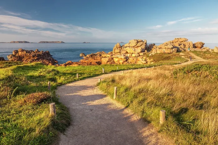 Framed Print : Coastal path near Ploumanac'h, Cote de Granit Rose, Cotes-d'Armor, Brittany, France Framed Print : Coastal path near Ploumanac'h, Cote de Granit Rose, Cotes-d'Armor, Brittany, France