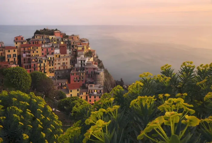 Framed Print : Coastal town of Manarola in spring at sunset, Cinque Terre, Liguria, Italy Framed Print : Coastal town of Manarola in spring at sunset, Cinque Terre, Liguria, Italy