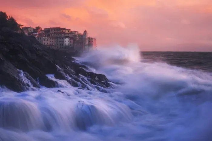 Framed Print : The coastal town of Tellaro during a storm clearing in winter, Gulf of Poets, Liguria Framed Print : The coastal town of Tellaro during a storm clearing in winter, Gulf of Poets, Liguria