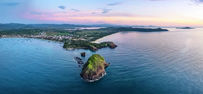 Framed Print : Coastal village of Tuy An at dawn, Phu Yen Province, Vietnam