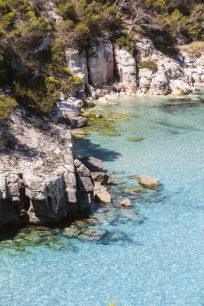 Coastline at daytime, Cala Mitjana, Menorca, Balearic Islands, Spain
