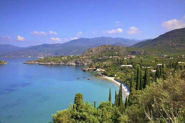 The Coastline at Kardamyli, Mani Peninsula, The Peloponnese, Greece, Southern Europe