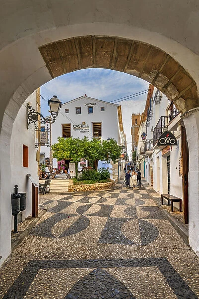 Cobbled street in Altea, Costa Blanca, Valencian Community, Spain