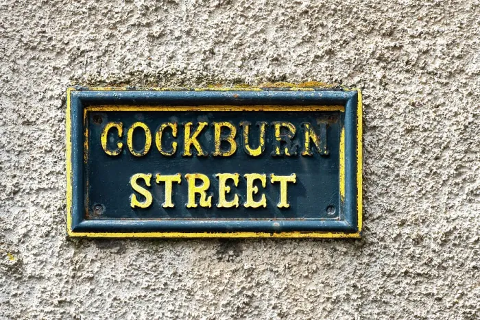 Framed Print : Cockburn Street sign on wall, UNESCO, Old Town, Edinburgh, Lothian, Scotland, UK Framed Print : Cockburn Street sign on wall, UNESCO, Old Town, Edinburgh, Lothian, Scotland, UK