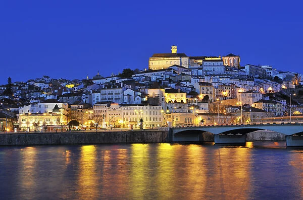 Coimbra and the Mondego river at sunset. Portugal