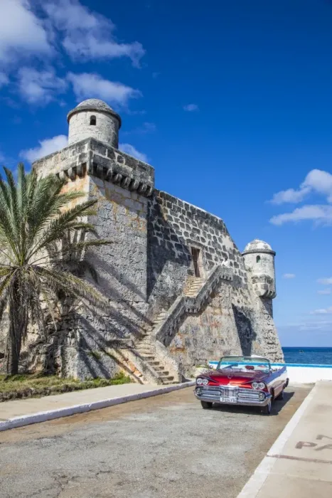 Framed Print : Cojimar Fort and 1959 Dodge Custom Loyal Lancer Convertible, Cojimar, Havana, Cuba (MR) Framed Print : Cojimar Fort and 1959 Dodge Custom Loyal Lancer Convertible, Cojimar, Havana, Cuba (MR)