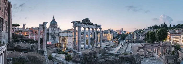 Framed Print : Coliseum, temples and old ruins seen from the Roman Forum, Rome, Lazio, Italy