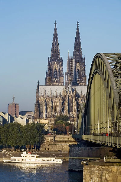 Cologne Cathedral and Hohenzollern bridge, Cologne, North Rhine Westphalia, Germany