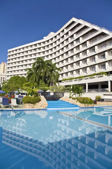 Framed Print : Colombia, Bolivar, Cartagena De Indias, Bocagrande, El Laguit, Hilton Hotel swimming pool
